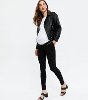 New Look Maternity Black Zip Over Bump Trousers